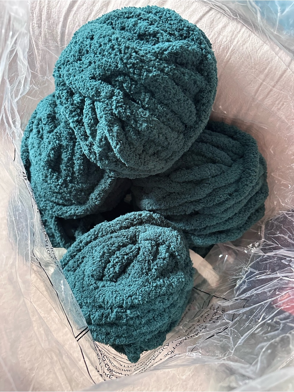 11 Skeins Chunky Green Chenille Yarn - Plush Texture